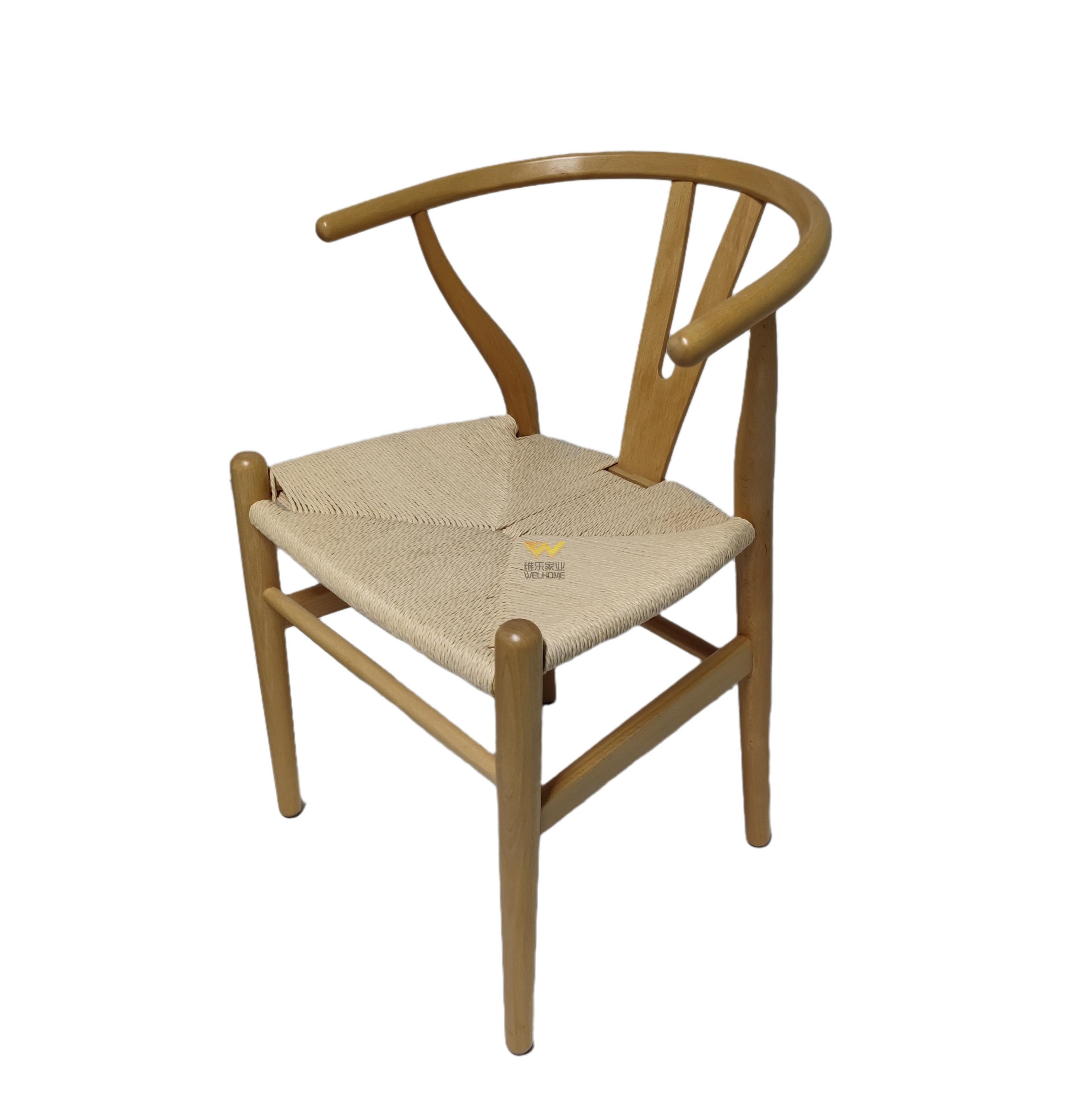 Restaurant furniture solid wood paper cord wishbone dining chair